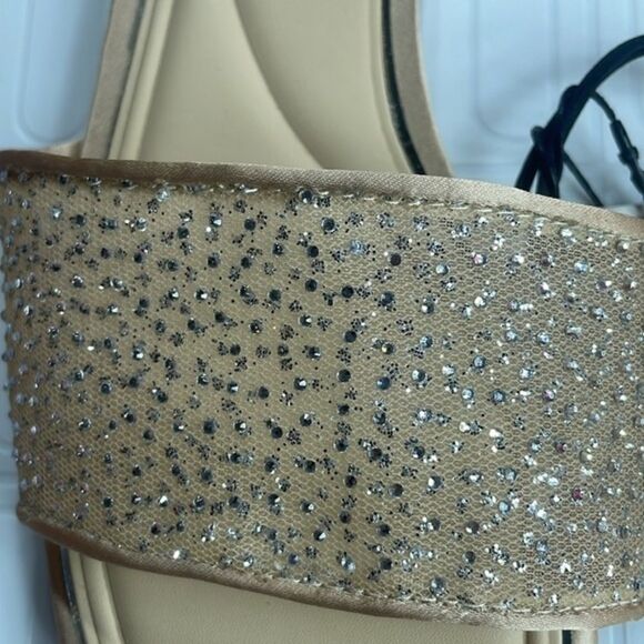 (S1) Zara Rhinestone Flat Sandals Size 10 - Picture 6 of 11